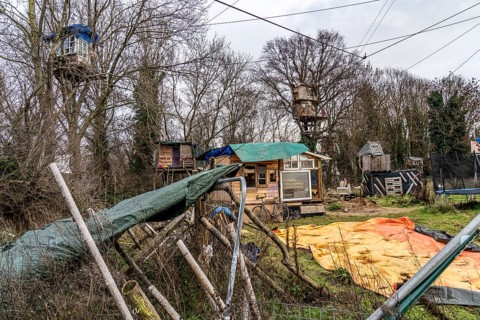 Camp of climate activists in the rest of the village of Lützerath, the last place to be excavated