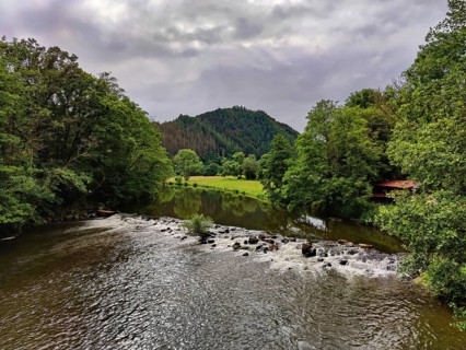 The River Our, Gemünd an der Our, border river between Germany and Luxembourg, Southern Eifel