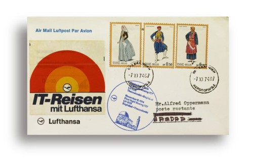 First flight letter, first flight cover, Lufthansa first flight LH608 with Boeing 727 from