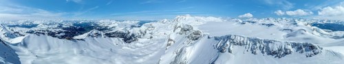 Aerial view, Alpine panorama, Snow-covered glacier plain, Plaine-Morte glacier, Bernese Alps,