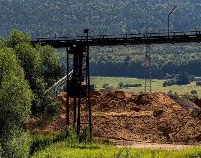 Old gravel and sand works on the River Main between Miltenberg and Freudenstadt, Bavaria, Germany,