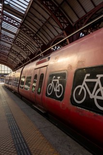 Train compartment for bicycles, Copenhagen Central Station, Københavns Hovedbanegård, designed by