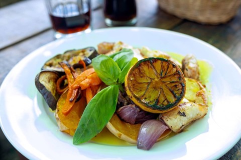 Close-up of vegetarian curry dish in Uruguay, South America