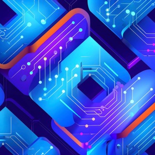 Interlocking geometric shapes that morph into circuits, symbolizing AI logic and algorithms,