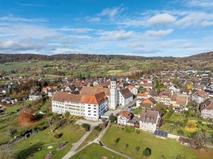 Aerial view of the former Augustinian canons' monastery and collegiate church in the Höri community