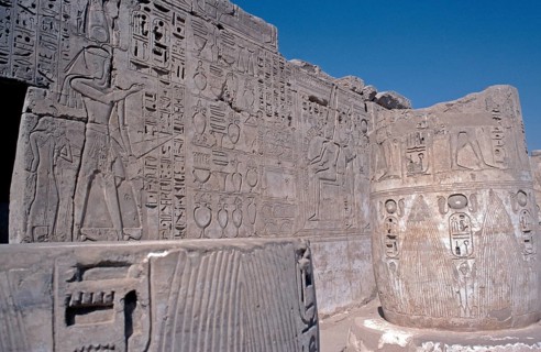 Reliefs, Holy of Holies, Medinet Habu, Thebes-West, Luxor, Nile Valley, Egypt, September 1989,