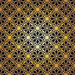 Geometric gold lace seamless pattern. Arabic tile lattice vector background.