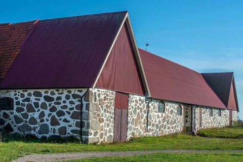 Old farmhouse, house with granite stone walls in Örsjö, Skurup Municipality, Skåne County, Sweden,