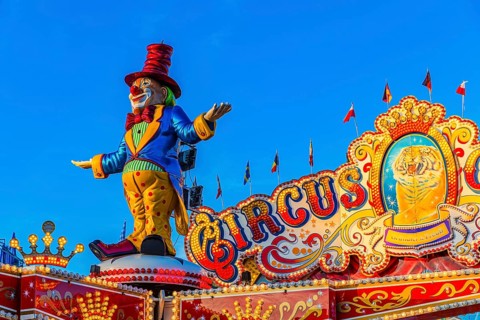 Clown figure in the round and high ride Circus Circus, Oktoberfest, Festwiese, Theresienwiese,