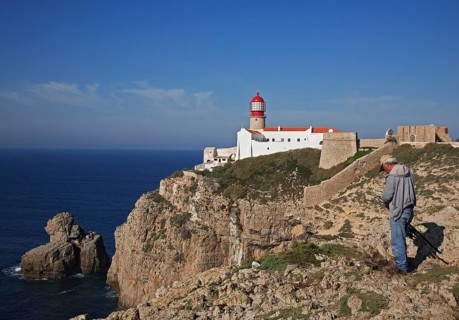 The lighthouse directly on the Cabo de Sao Vicente in the Algarve at the most south-westerly point