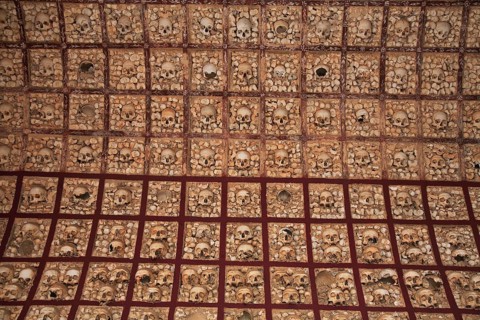 Capela dos Ossos, Bone Chapel, an ossuary in Faro, Portugal, which belongs to the 18th century