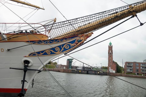 Bow of the training ship, Germany, figurehead, Bremerhaven, Germany, Europe