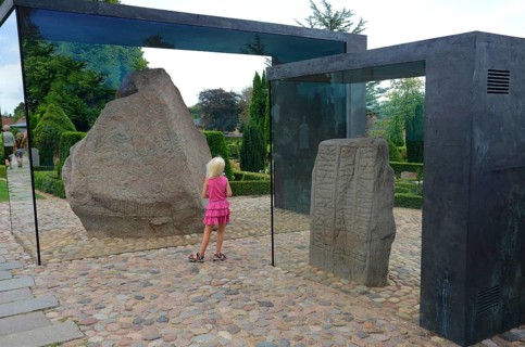 Carved Runestones, 10th century, World Heritage Site, Jelling Stones, Jelling, Jutland, Denmark,