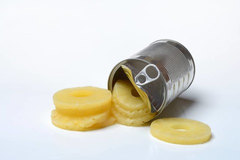 Pineapple rings in tins, Ananas sativus