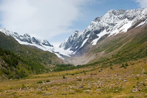 Mountain panorama on the Langgletscher in Valais, Bernese Alps, Lötschental, hiking, mountains,