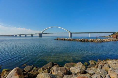 Fehmarnsund Bridge, connects the island of Fehmarn in the Baltic Sea with the mainland near