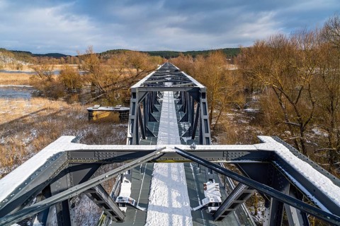 Europabrücke Bienenwerder, also Europabrücke Neurüdnitz-Siekierki with snow in winter, former