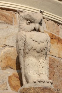 Owl figure, Old Owl Tower in the former Münster Zoological Gardens, Münster, North