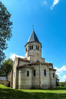 Biozat. Saint-Symphorien Romanesque Church on the road of painted churches in Bourbonnais. Allier.