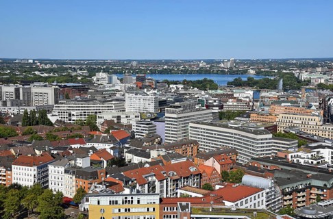 Europe, Germany, Hanseatic City of Hamburg, View of the City and the Outer Alster Lake, Residential