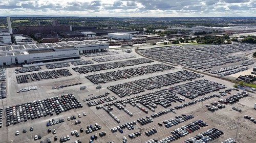 Volkswagen new cars standing in a car park at the Volkswagen plant, Wolfsburg, 29.09.2024. The