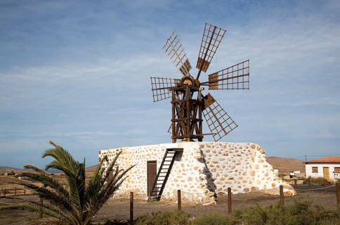 Traditional windmill at Tefia, Fuerteventura, Canary Islands, Spain, Europe