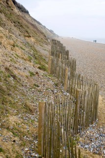 Soft engineering coastal defences at Dunwich, Suffolk, England, United Kingdom, Europe