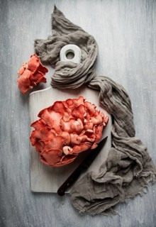 Pink oyster mushroom, bunch, close-up, raw, no people