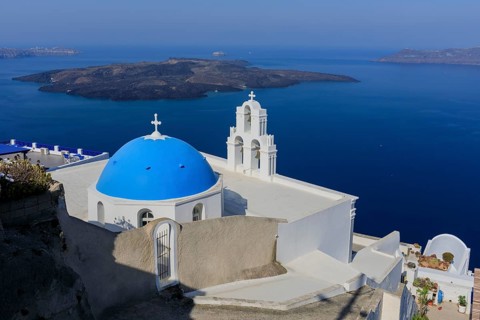 Santorini, Firostefani, Church of the Assumption of the Blessed Virgin, Cyclades, Greece, Europe