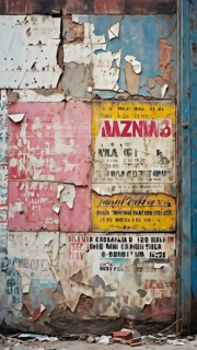 Grunge ripped torn placard posters background in white, pink, blue and yellow colors, AI generated