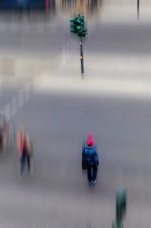 Image processing, Pedestrians crossing a carriageway at a pedestrian crossing, Berlin, Germany,