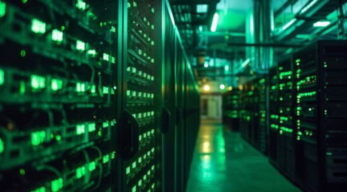 IT Server room in Advanced datacenter services cloud connections, AI generated