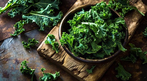 Nutritious vegetable kale salad leaves that provide big health benefits, AI generated