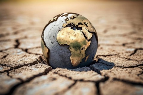 Dried planet, a concept of climate change, drought, and global warming and dry earth, AI generated