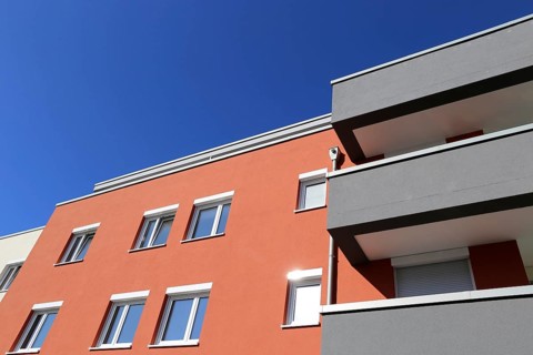 Residential building with modern facade painting Ludwigshafen, Rhineland-Palatinate