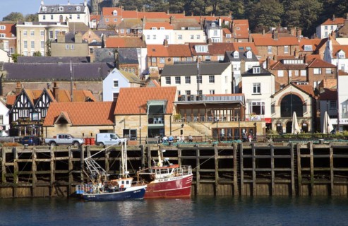 View of the harbour, Scarborough, Yorkshire, England, United Kingdom, Europe