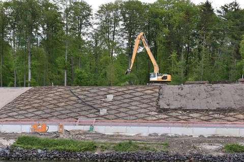 Dredging work for canal widening at the Kiel Canal construction site, Kiel Canal,