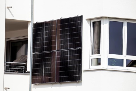 Solar façade: New residential building with solar modules on the façade