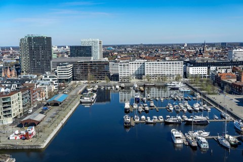 Willemdok, Jachthaven Antwerpen harbour basin, old harbour district, Het Eilandje of Antwerp,
