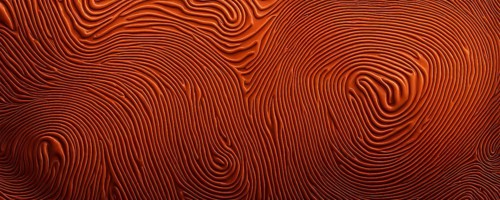 Fingerprint background dominated by swirl patterns in orange hues, AI generated