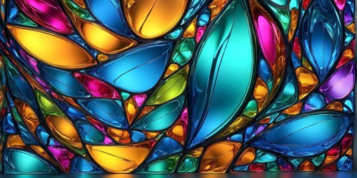 3d rendering of vibrant colored abstract changing glass design in an ornament structure, AI