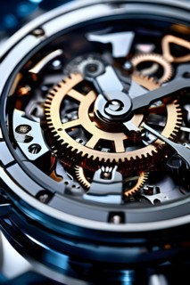AI generated mechanical watch close up with shimmering digital component