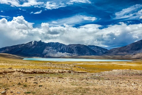 Himalayan lake Kyagar Tso in Himalayas mountains, Ladakh, India, Asia