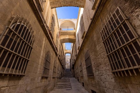Jerusalem Old City Arab quarter near Church of Holy Sepulchre, Western Wall and Dome of the Rock