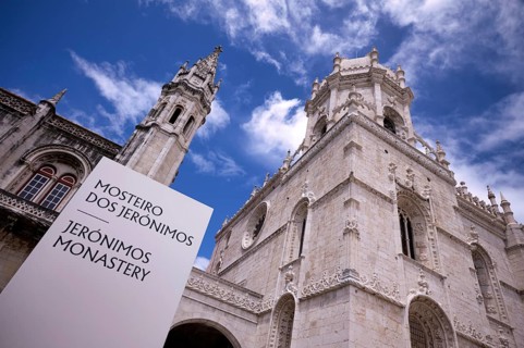 Sign for the Hieronymite monastery Mosteiro dos Jerónimos, also known as Mosteiro de Belém, Belém,
