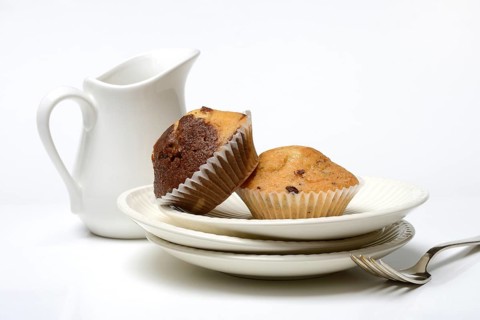 Chocolate muffins, chocolate muffins on a plate
