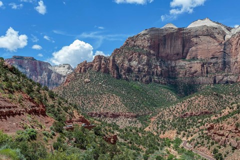 Zion Park Boulevard running through Zion Canyon along the Zion Park Boulevard in Zion National