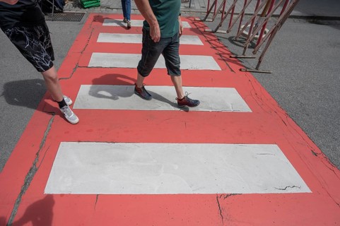 Pedestrian crossing, Schärding, Lower Austria, Austria, Europe