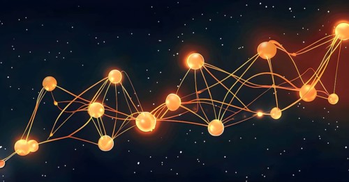 Flowing neural network, with glowing nodes connecting and disconnecting in a smooth and rhythmic