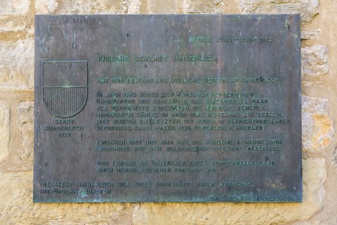 Information board at the entrance to the Jewish cemetery in Haigerloch, inscription, Jewish